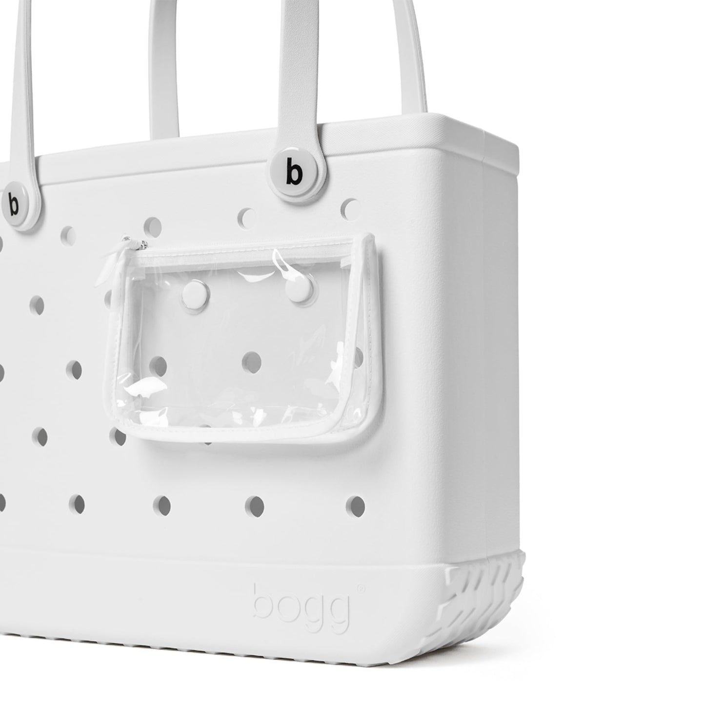 BOGG BAG - Medium Tote - For Shore White, White Buttons - 15in L x 5in W x 12.5in H - Beach, Pool, Boat, Work, Sports - All Purpose EVA - Lightweight, Washable, Durable