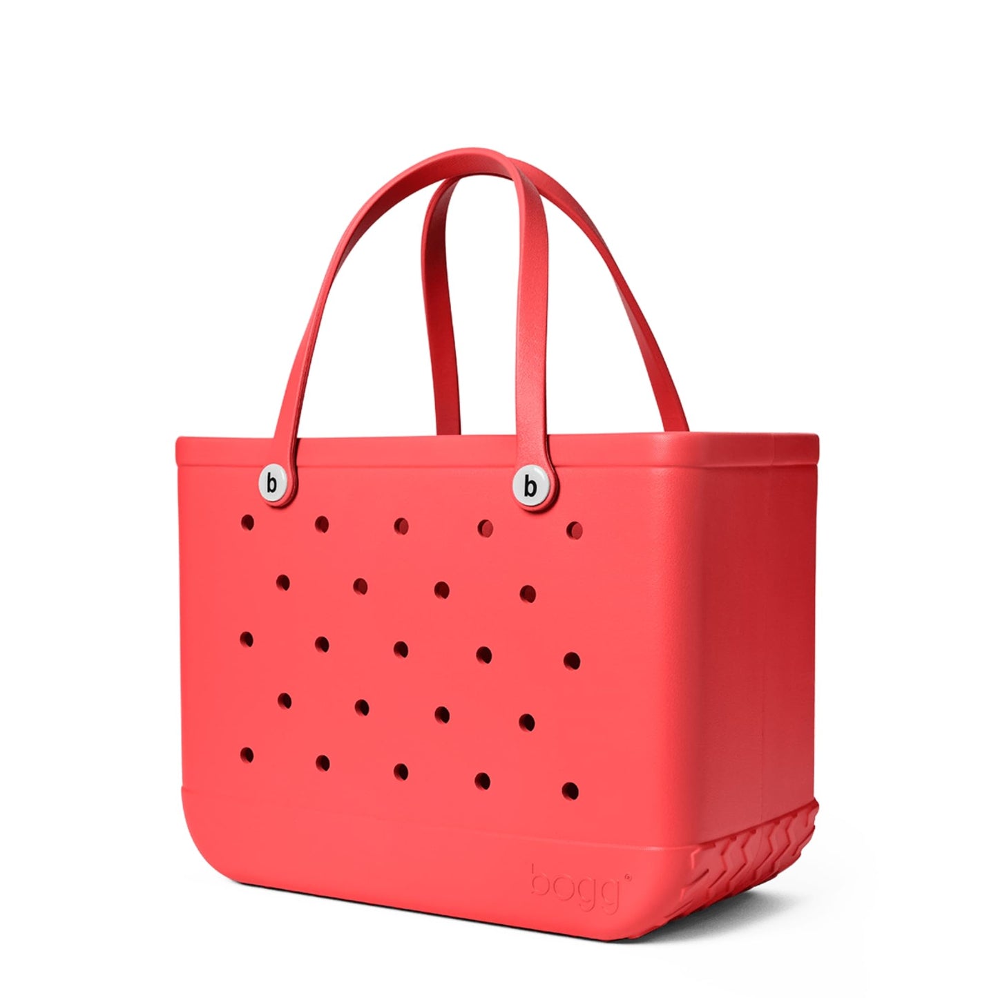 BOGG BAG - Original, Large Tote - Coral Me Mine, White Buttons - 19in L x 9in W x 14in H - Beach, Pool, Boat, Sports - All Purpose EVA - Lightweight, Washable, Durable
