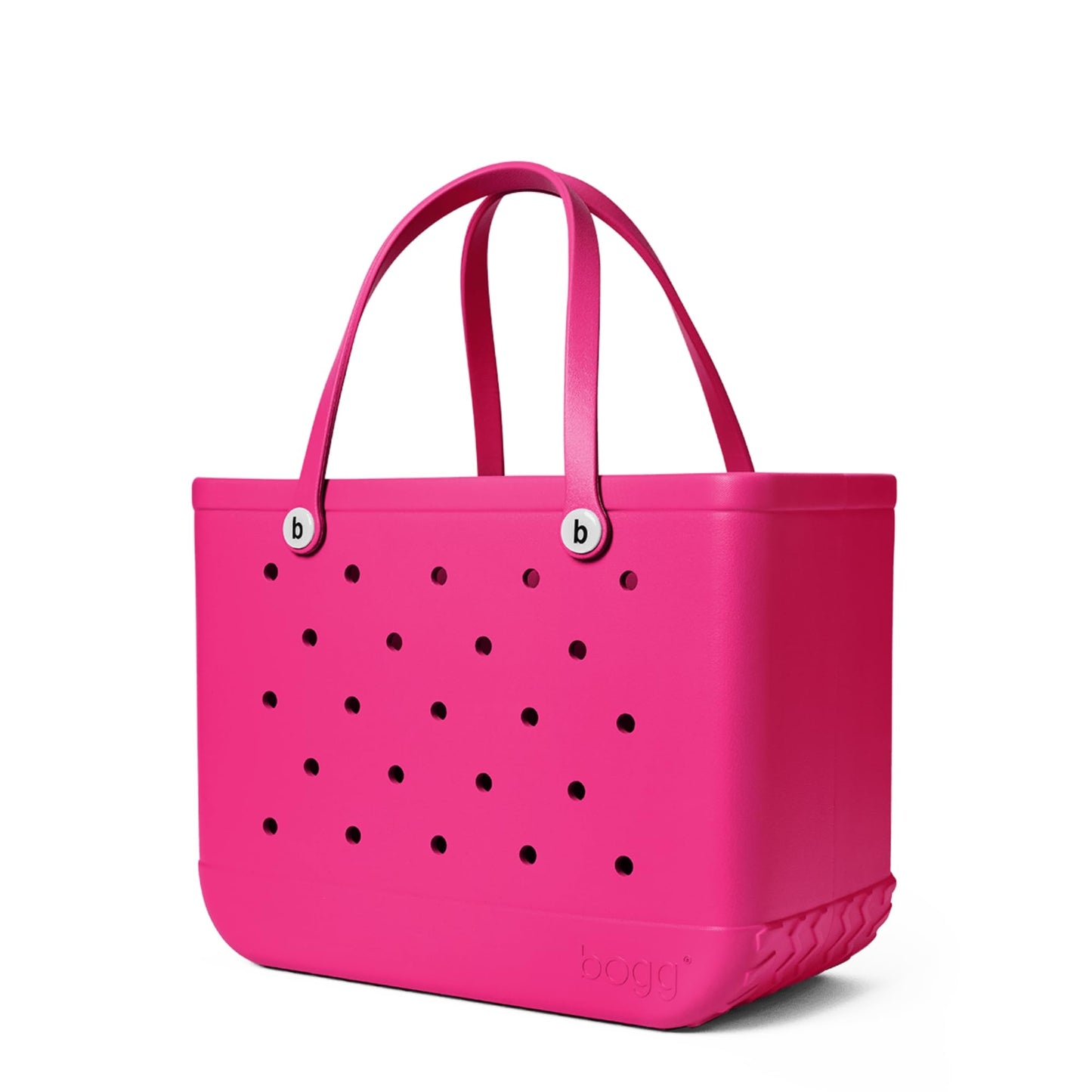 BOGG BAG - Original, Large Tote - Haute Pink, White Buttons - 19in L x 9in W x 14in H - Beach, Pool, Boat, Sports - All Purpose EVA - Lightweight, Washable, Durable