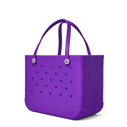 BOGG BAG - Original, Large Tote - Houston We Have a Purple, White Buttons - 19in L x 9in W x 14in H - Beach, Pool, Boat, Sports - All Purpose EVA - Lightweight, Washable, Durable