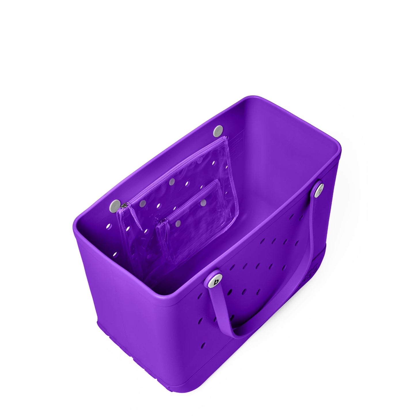 BOGG BAG - Original, Large Tote - Houston We Have a Purple, White Buttons - 19in L x 9in W x 14in H - Beach, Pool, Boat, Sports - All Purpose EVA - Lightweight, Washable, Durable
