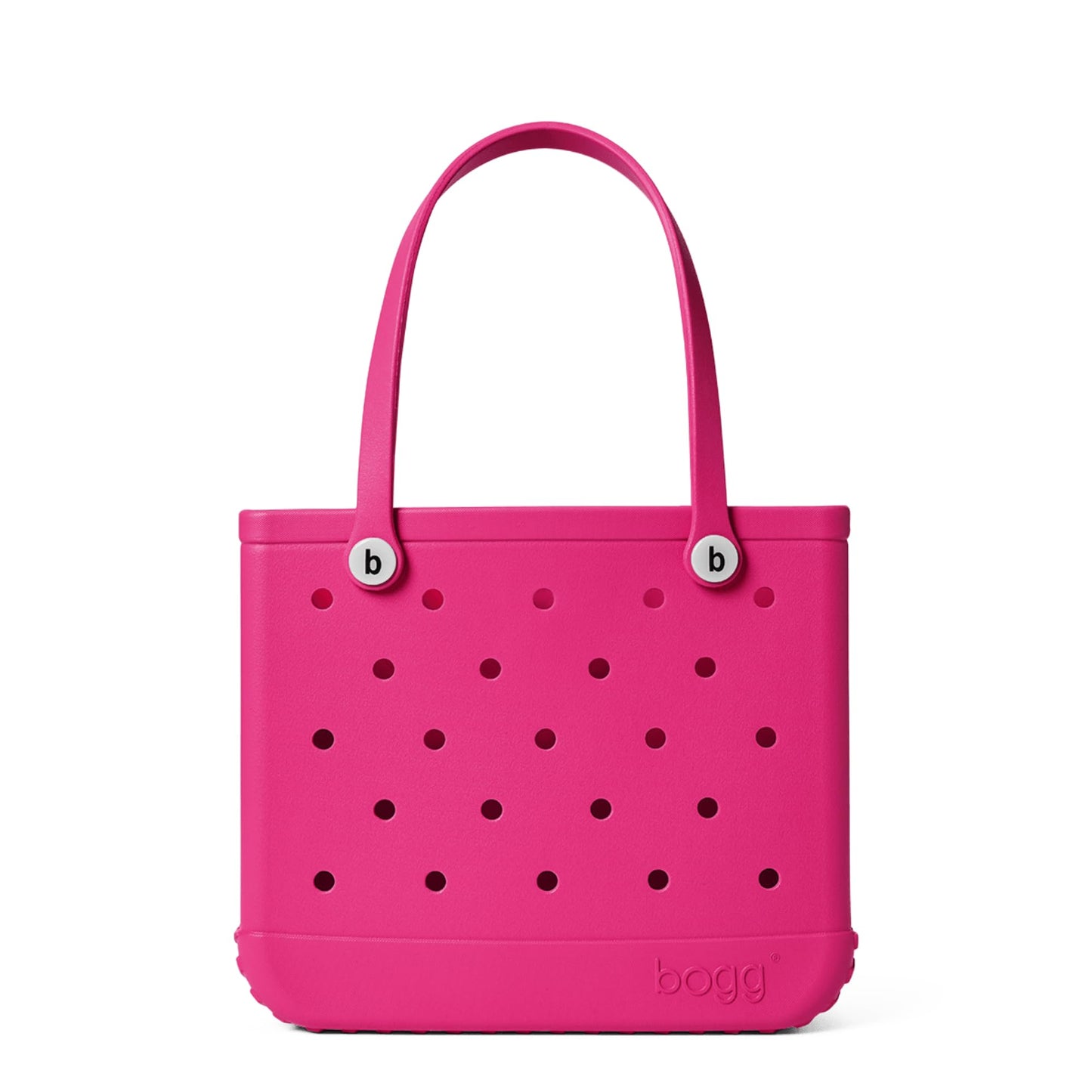 BOGG BAG - Medium Tote - Haute Pink, White Buttons - 15in L x 5in W x 12.5in H - Beach, Pool, Boat, Work, Sports - All Purpose EVA - Lightweight, Washable, Durable