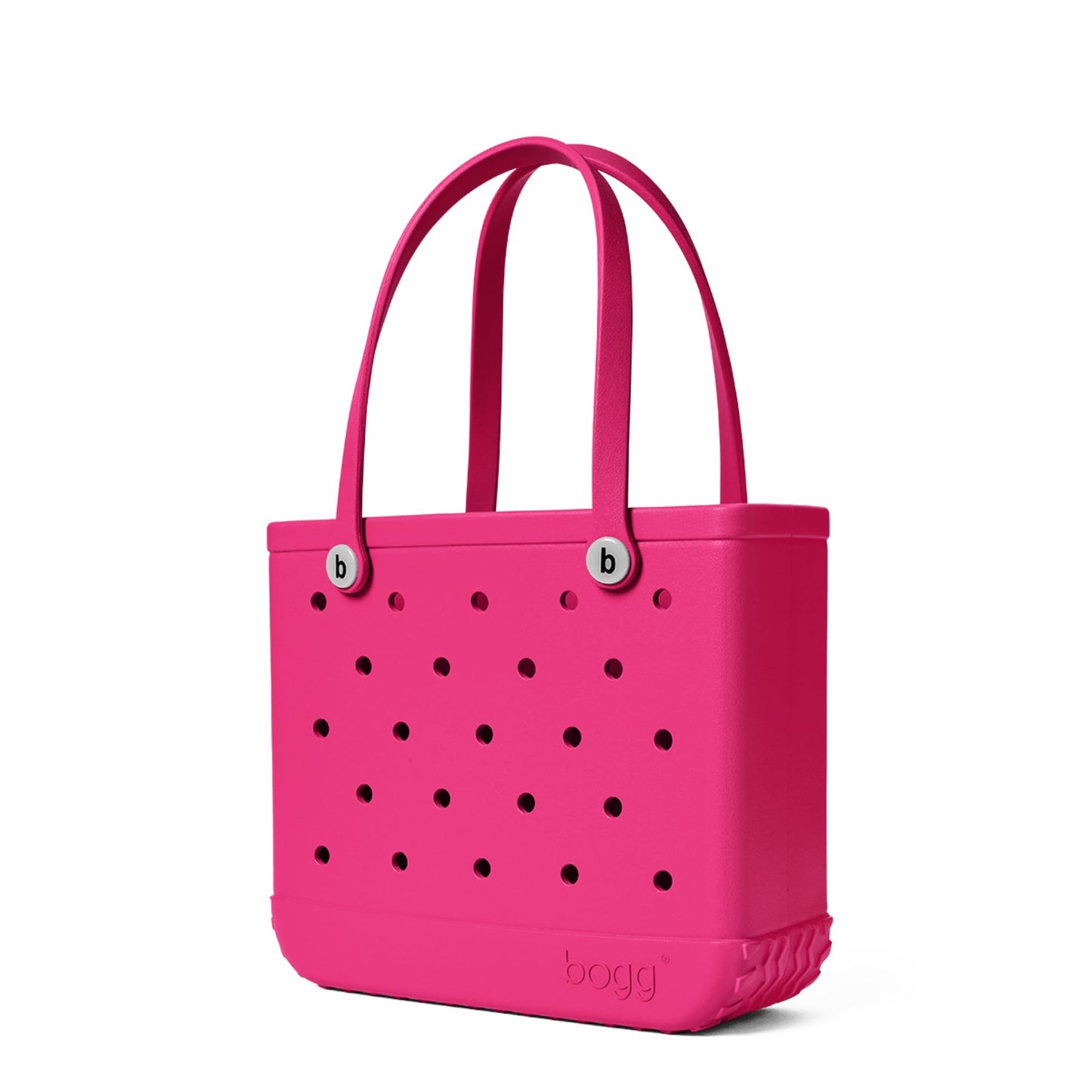 BOGG BAG - Medium Tote - Haute Pink, White Buttons - 15in L x 5in W x 12.5in H - Beach, Pool, Boat, Work, Sports - All Purpose EVA - Lightweight, Washable, Durable