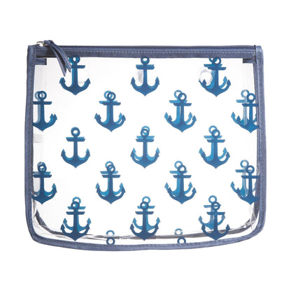 BOGG BAG Clear Designer Zipper Insert (Set of 2) Travel Organizer Storage Pop In Original Bogg and Baby (Navy Anchor)