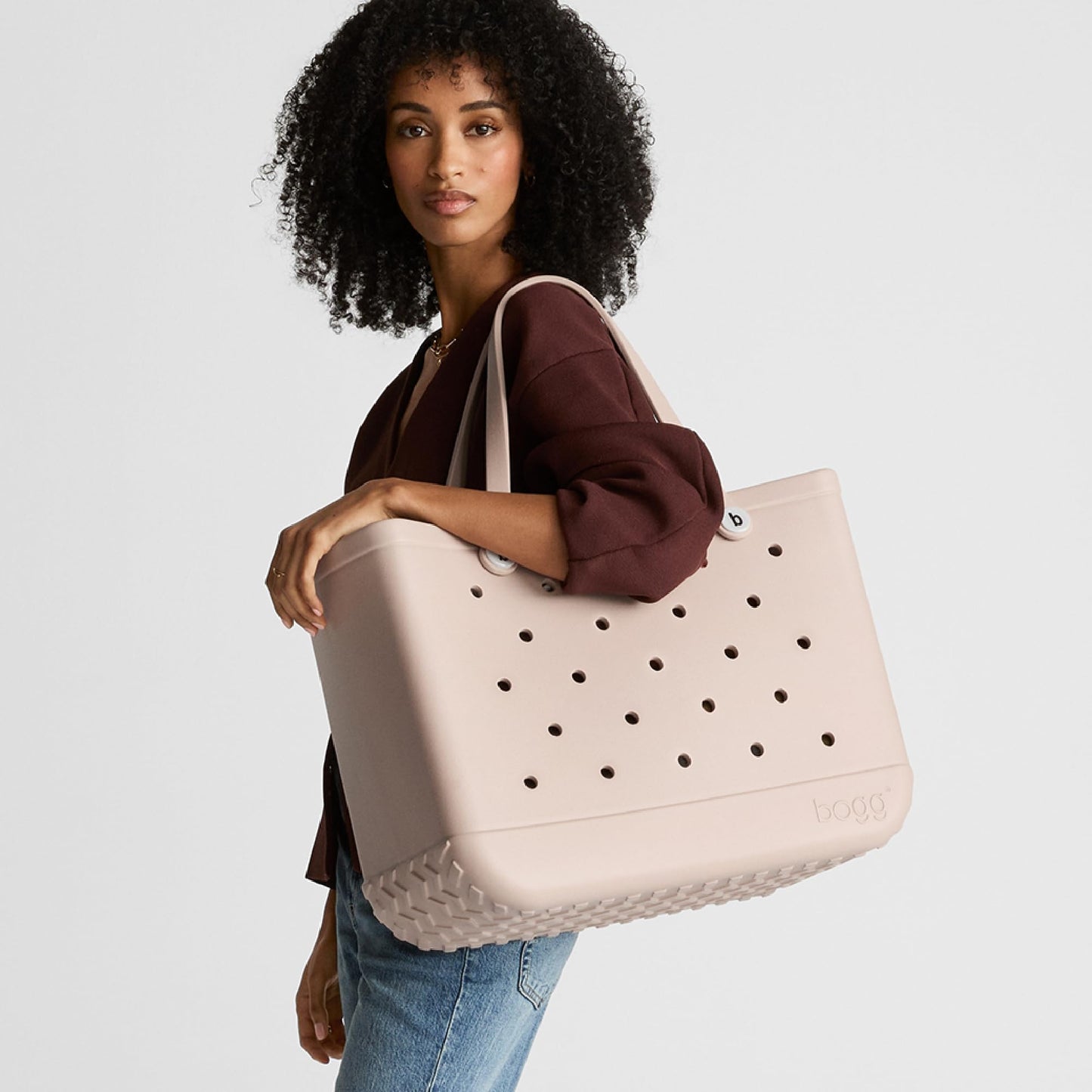 BOGG BAG - Original, Large Tote - Coral Me Mine, White Buttons - 19in L x 9in W x 14in H - Beach, Pool, Boat, Sports - All Purpose EVA - Lightweight, Washable, Durable